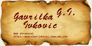 Gavrilka Ivković vizit kartica